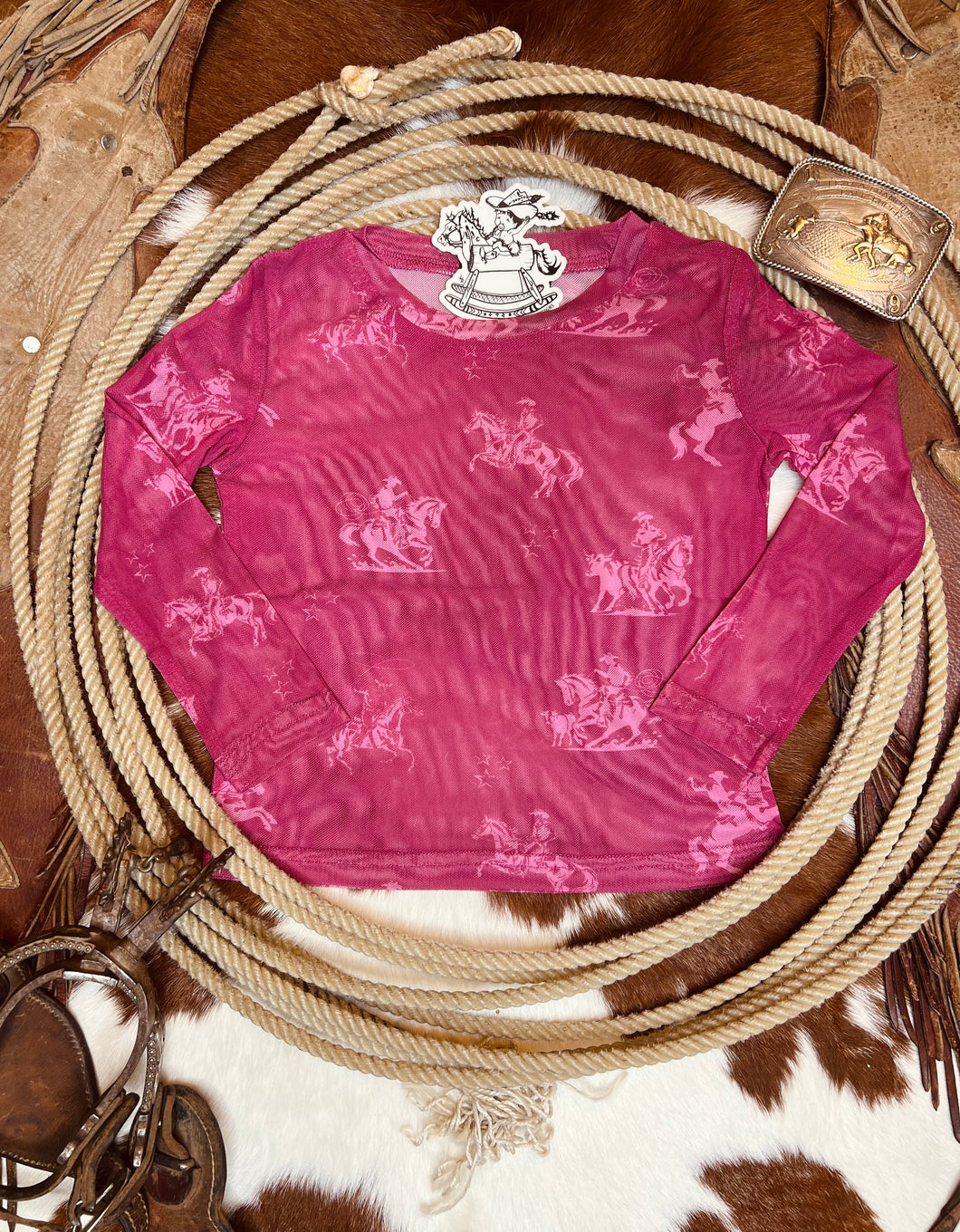 Pink Cowgirl Mesh Top