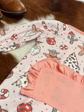 Load image into Gallery viewer, Ho Ho Ho Howdy Zip Up Pj’s - Pink
