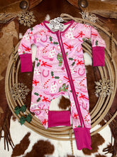 Load image into Gallery viewer, Pink Christmas Zip Up Pj’s
