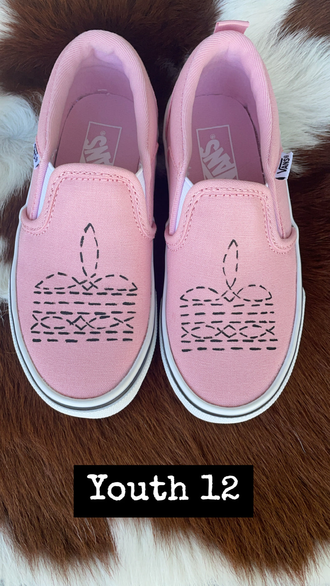 Pink Boot Stitch Painted Vans