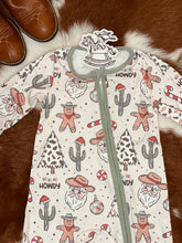 Load image into Gallery viewer, Ho Ho Ho Howdy Zip Up Pj’s
