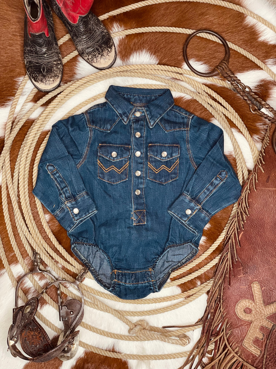 Wrangler Baby Pearl Snap - Dark Wash