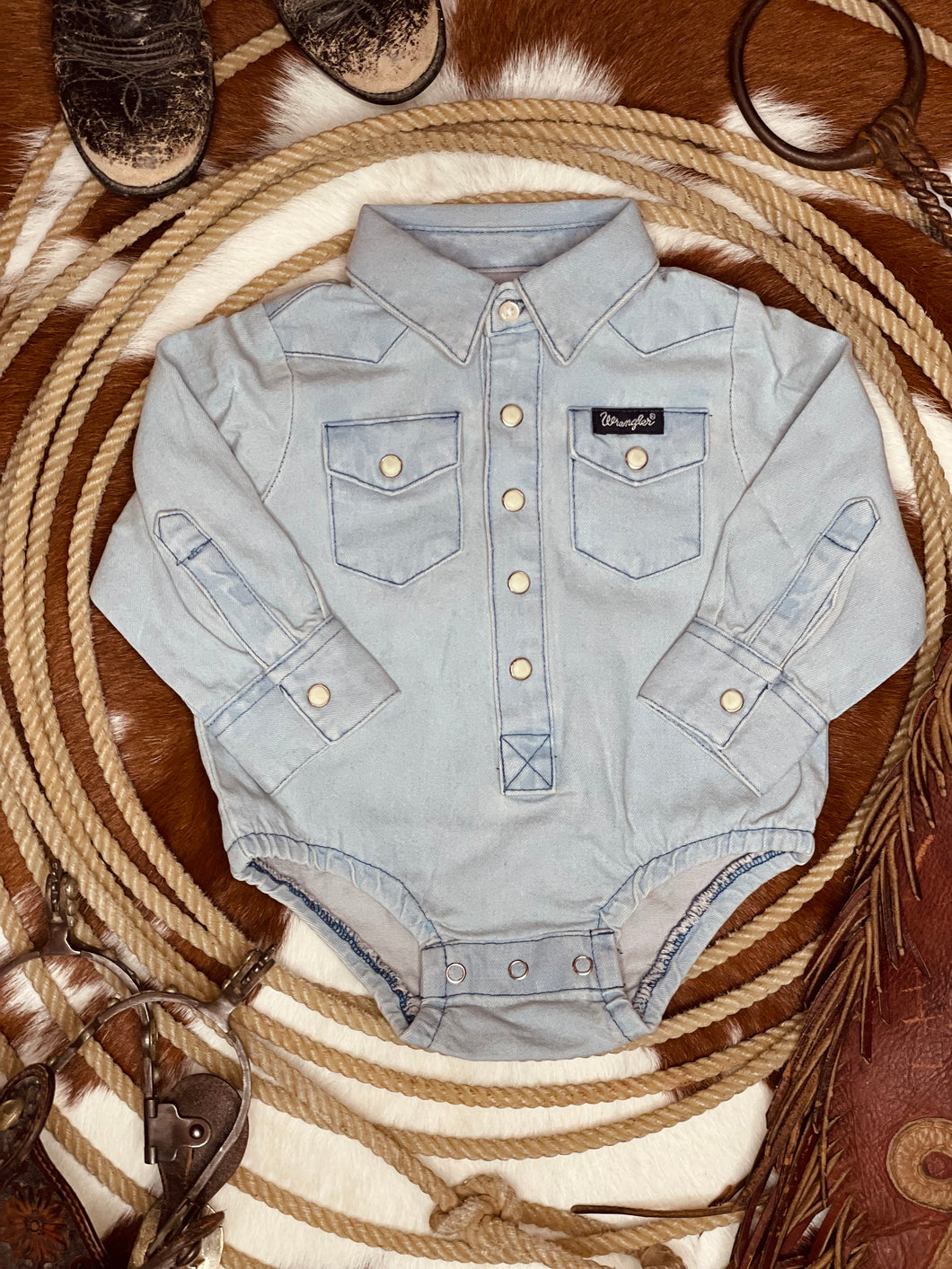 Wrangler Baby Pearl Snap - Light Wash