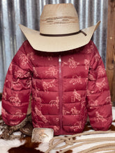 Load image into Gallery viewer, Rodeo Time Burgundy Puffer Jacket
