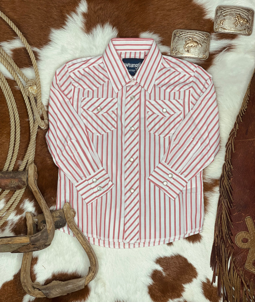 Red & White Vintage Wrangler Pearl Snap