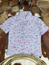 Load image into Gallery viewer, Purple Desert Short Sleeve Pearl Snap
