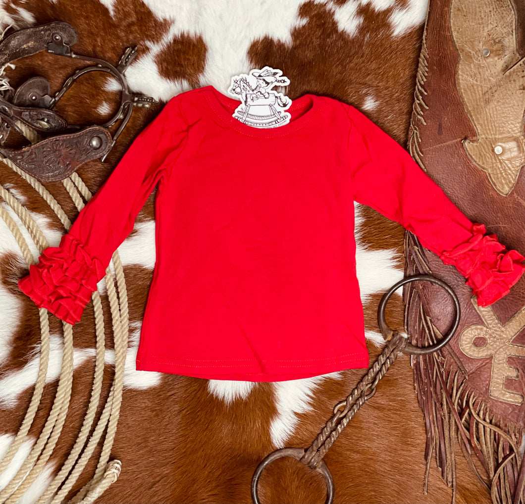 Ruffle Long Sleeve - Red