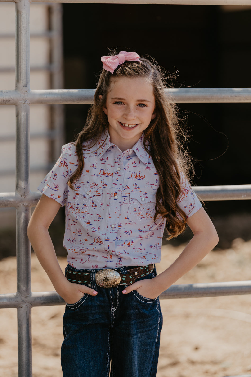 Purple Desert Short Sleeve Pearl Snap