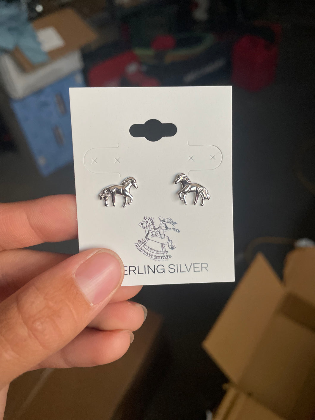 Sterling Silver Horse Earrings