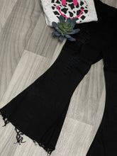 Load image into Gallery viewer, Black Distressed Bell Bottoms
